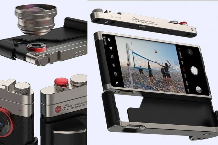 Tampilan aksesoris tambahan ZTE Nubia Z80 Ultra yang tampak membuat smartphone layaknya kamera vintage