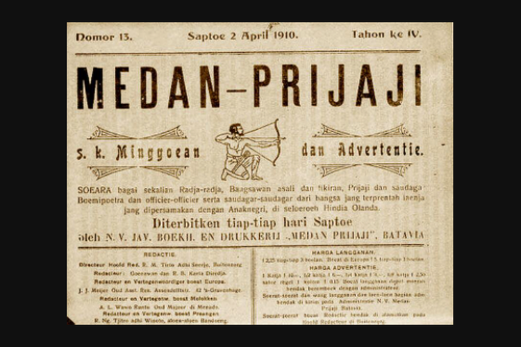 Majalah Medan Prijaji edisi 2 April 1910