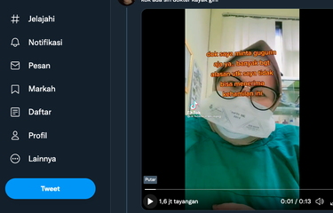 Tangkapan layar unggahan viral di twitter soal dokter yang menyinggung soal aborsi 