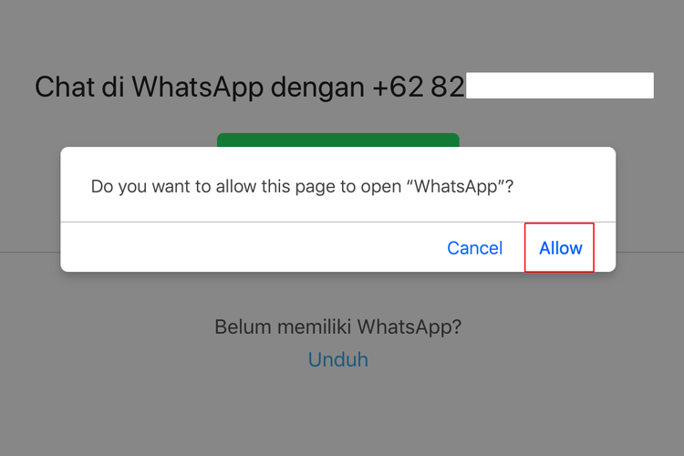 Ilustrasi cara telepon dan kirim pesan WhatsApp tanpa simpan nomor di laptop