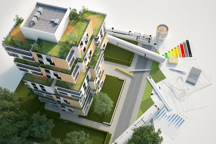 ilustrasi rancangan green building