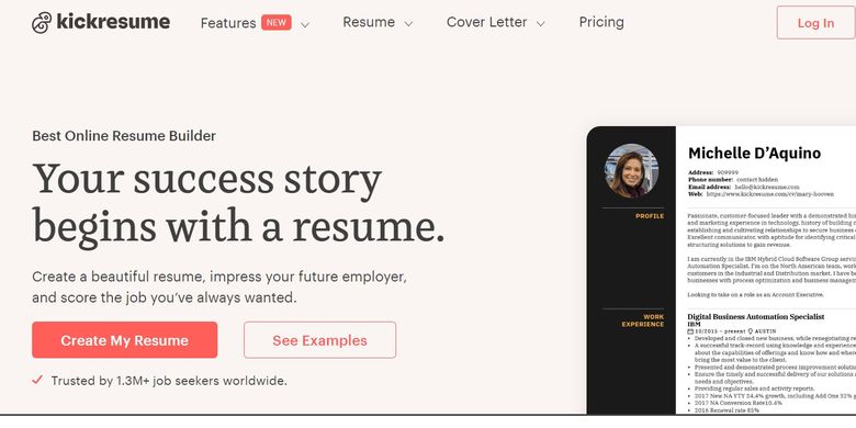 Kickresume merupakan salah satu penyedia curriculum vitae template