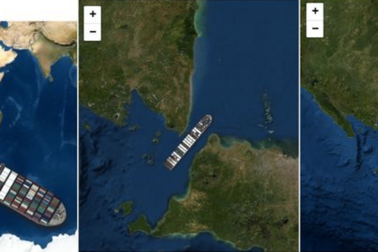 Kapal Ever Given yang membuat terusan Suez macet bisa dipindahkan secara virtual ke Selat Sunda. Begini caranya.