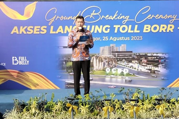 CEO PT Olympic Bangun Persada, Norman Edward Sebastian saat groundbreaking akses jalan yang menghubungkan kawasan OCBD Bogor dengan Jalan Tol BORR, pada Jumat (25/08/2023).