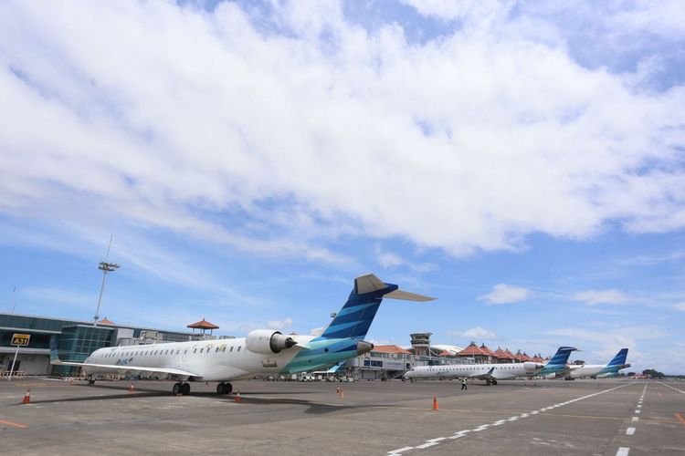 Ilustrasi pesawat udara di Bandara I Gusti Ngurah Rai Bali.