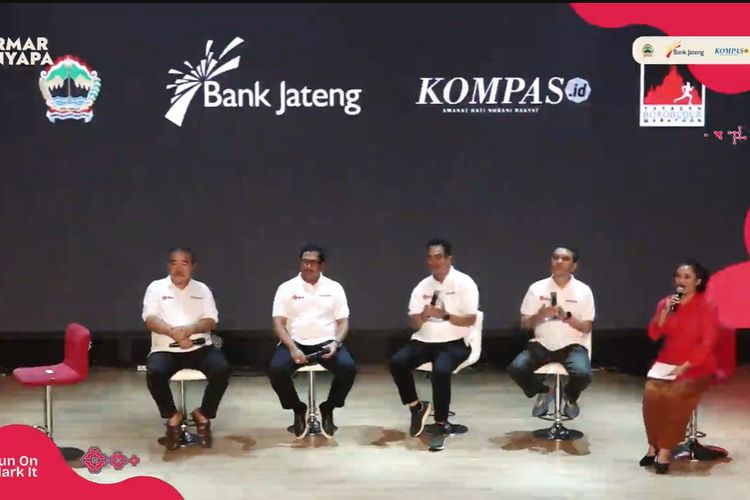 Momen peluncuran Borobudur Marathon 2024 di Semarang pada 27 Mei 2024. Borobudur Marathon 2024 akan digelar pada 1 Desember 2024.