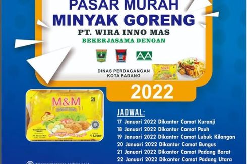 Hanya 6 Hari! Ini Jadwal dan Lokasi Pasar Minyak Goreng Murah di Padang Januari 2022