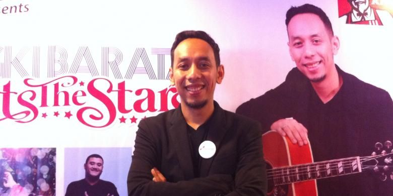 Pongki Barata meluncurkan album solo keduanya, Pongki Barata Meets The Stars, di KFC Tugu Tani, Jakarta Pusat, Rabu (20/8/2014).