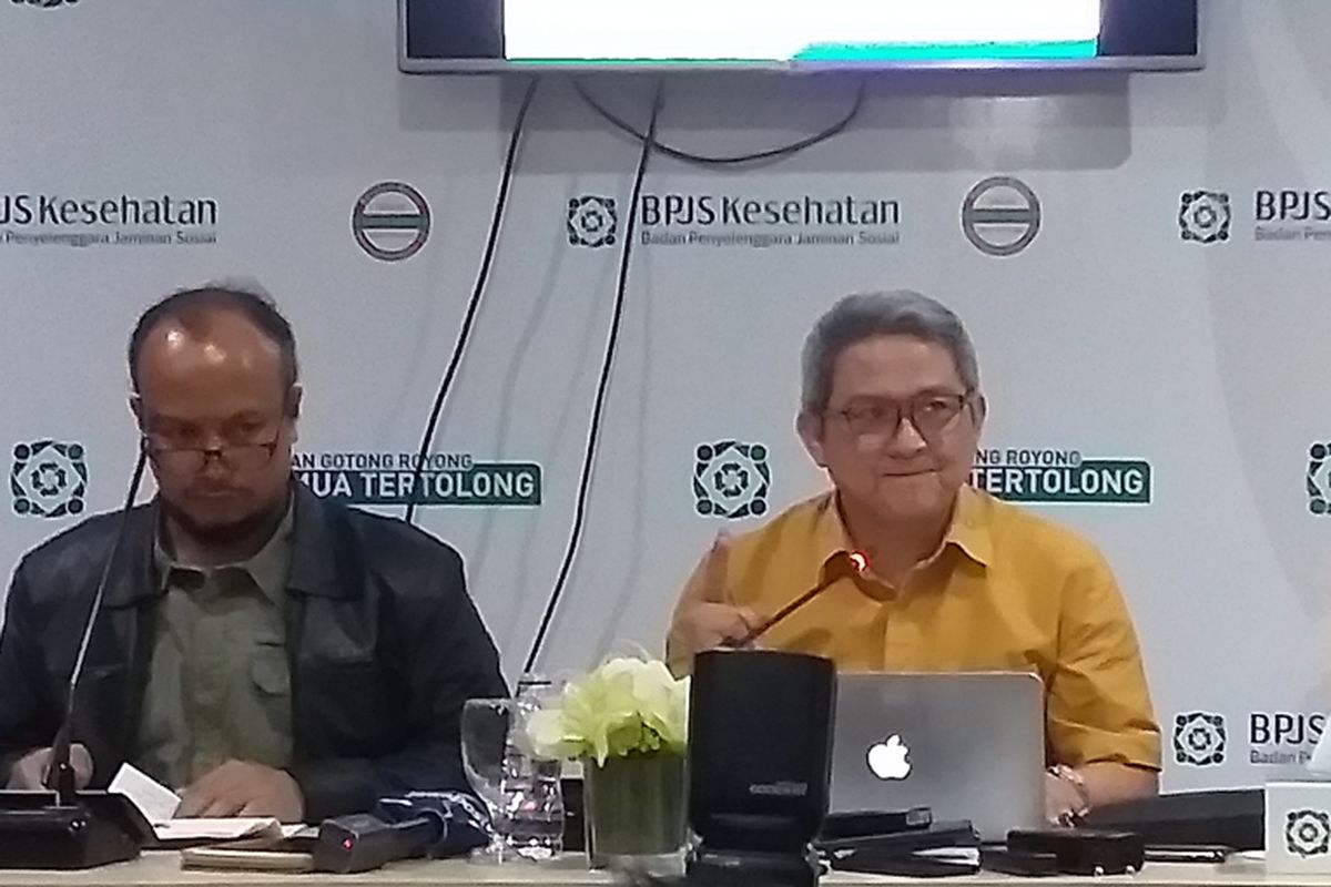 BPJS Kesehatan mengumumkan rencana penerapan aturan urun biaya dan selisih biaya kepada peserta JKN-KIS di kantor pusat BPJS Kesehatan, Jakarta, Jumat (18/1/2019).