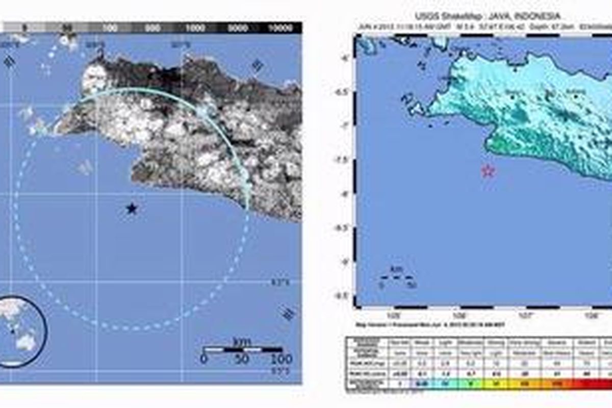 Gempa 6.1 SR, 4 Juni 2012 pukul 18:18:13 WIB, 24 Km (121 km Barat Daya Kabupaten Sukabumi, Jawa Barat).