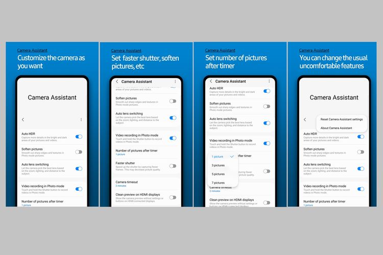 Fitur aplikasi Camera Assistant Samsung