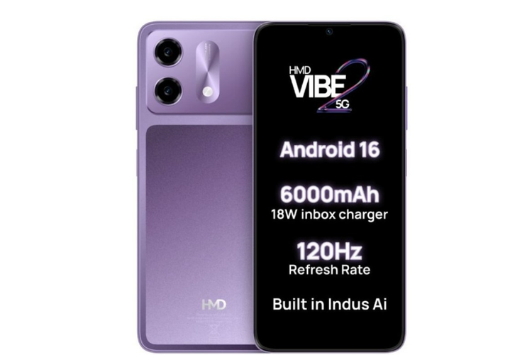 HMD Vibe 2 5G dibekali layar 120 Hz, baterai 6.000 mAh, serta desain kamera belakang baru yang mirip iPhone generasi terbaru.
