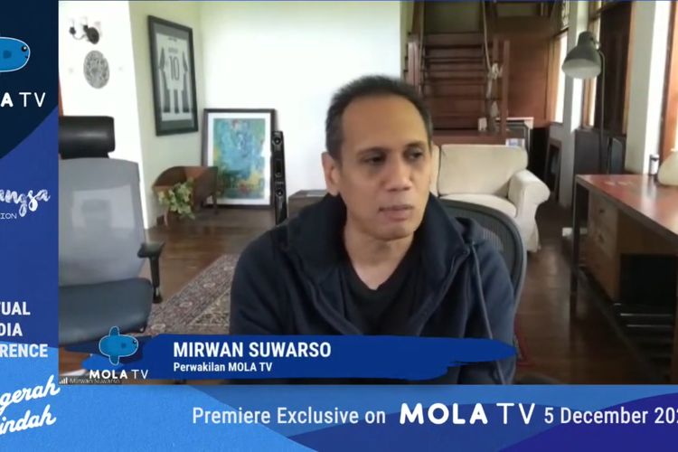 Mirwan Suwarso, perwakilan Mola TV dalam jumpa pers jelang penanyangan teater musikal Anugerah Terindah