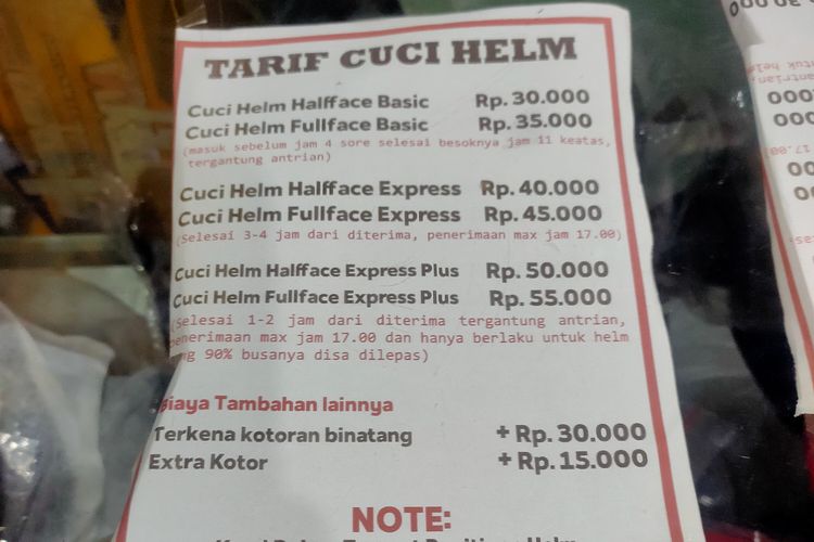 Biaya harga cuci helm di Anajidan Helmet Bogor