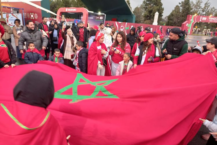 Suporter Maroko di Piala Afrika 2025.