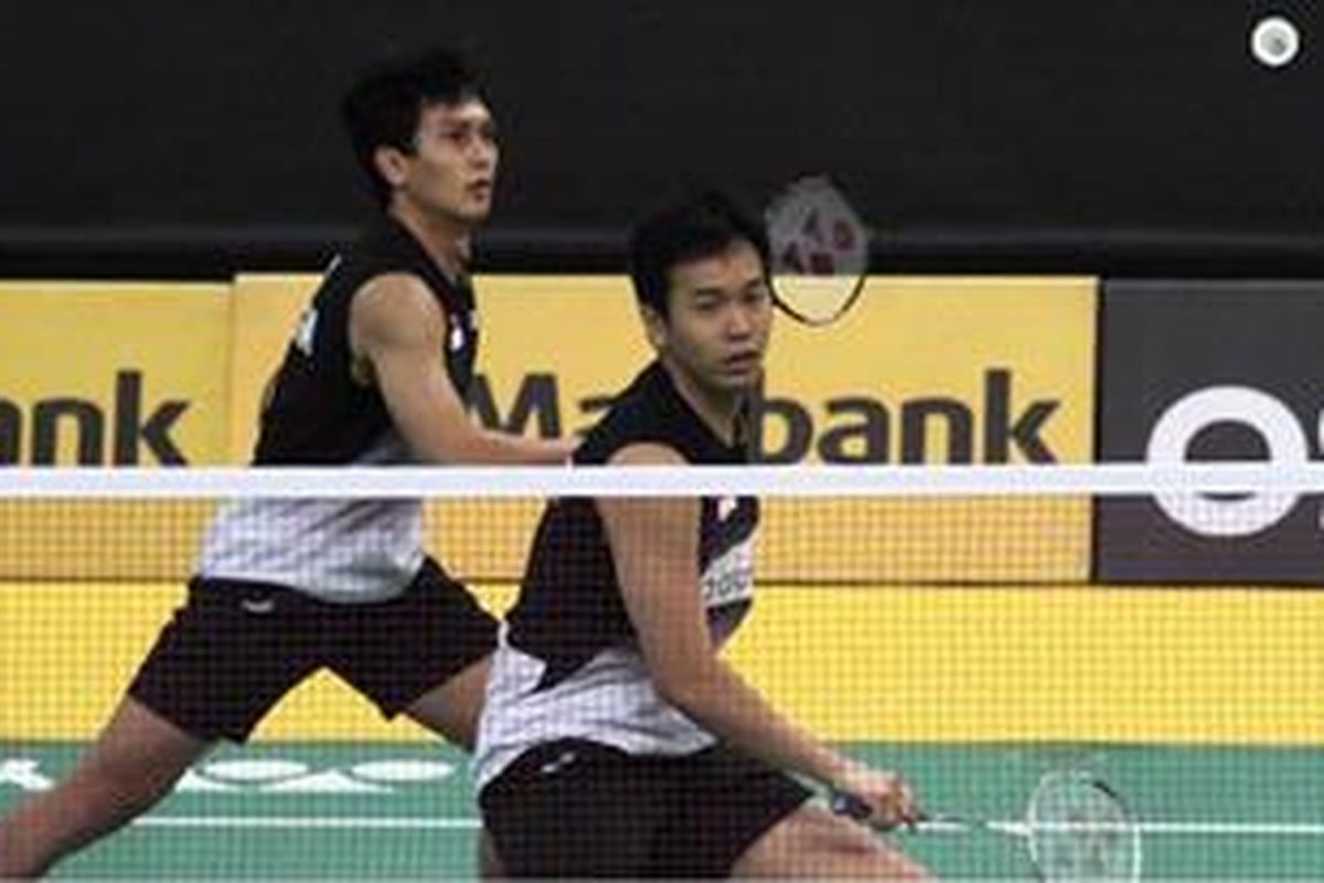 Ganda putra Indonesia, Mohammad Ahsan (kiri) dan Hendra Setiawan.