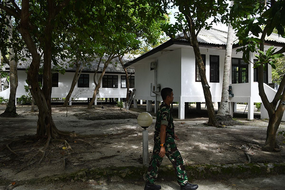 Suasana Pulau Sebaru Kecil di Kepulauan Seribu, Jakarta, Senin (26/2/2020). Pulau Sebaru akan menjadi lokasi observasi 188 WNI ABK World Dream selama 14 hari, menyusul munculnya kasus positif virus corona di kapal pesiar tersebut.