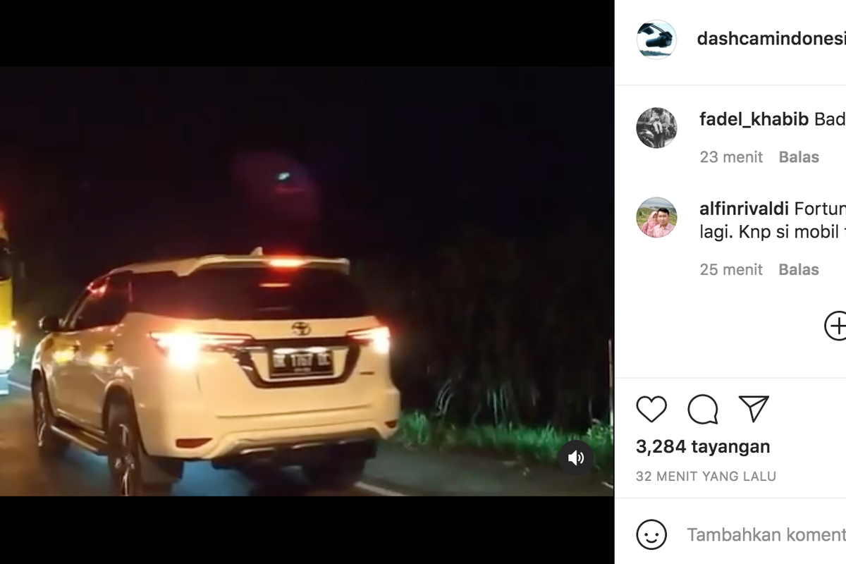 Pengemudi Fortuner Melawan Arah