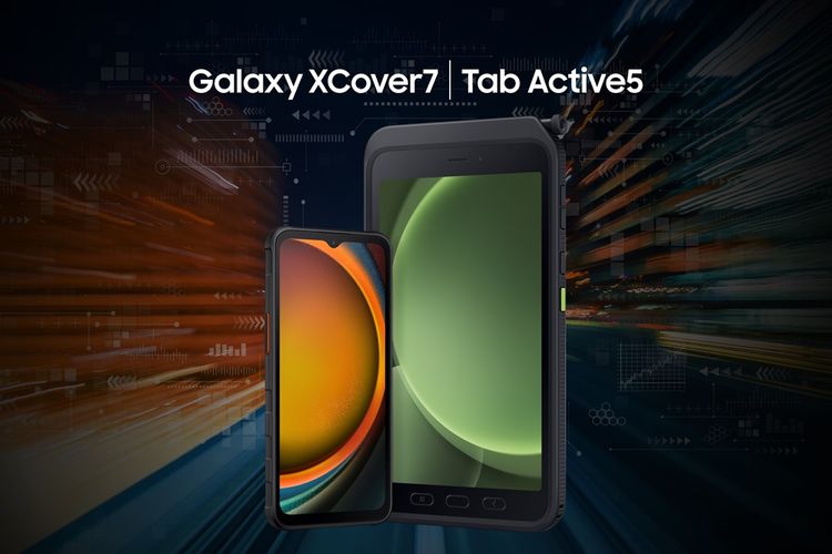 Smartphone Samsung Galaxy XCover 7 (kiri) dan tablet Samsung Galaxy Tab Active 5 (kanan) bakal meluncur pada Januari 2024