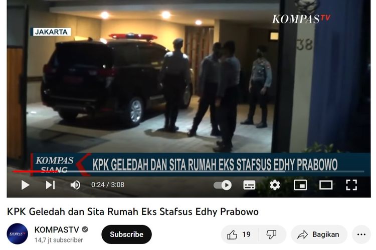 Tangkapan layar YouTube KompasTV, penggeledahan eks stafsus Menteri KKP