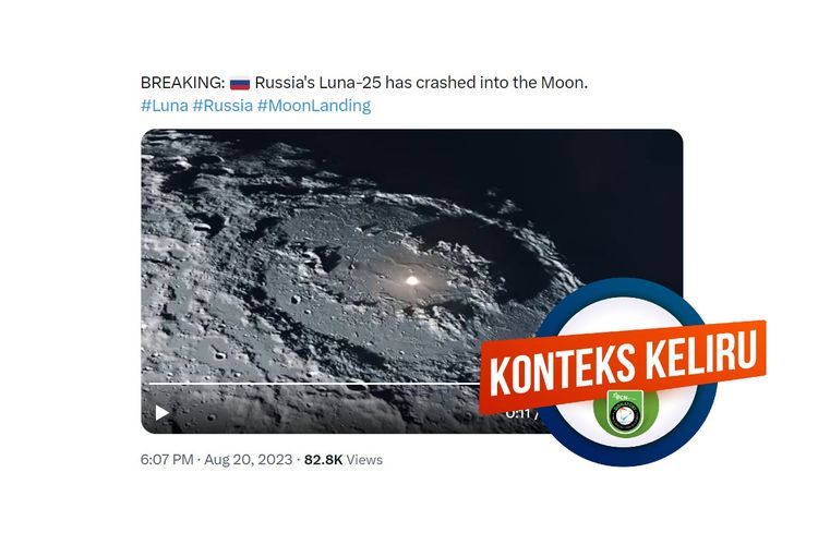 Konteks keliru, video CGI dinarasikan momen wahana antariksa Luna-25 menubruk Bulan