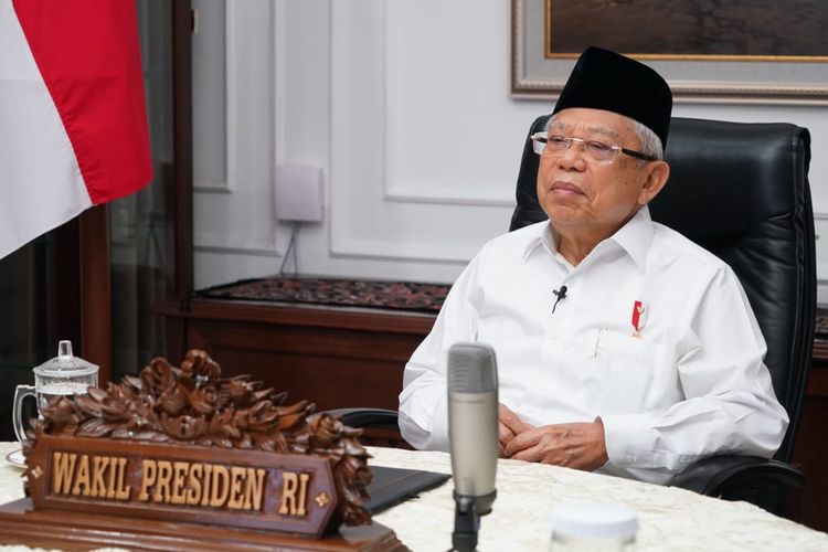 Wakil Presiden Maruf Amin saat membuka rakornas KPAI secara daring, Kamis (11/6/2020).