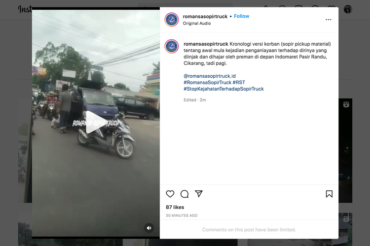 sopir pikap dianiaya pengendara motor