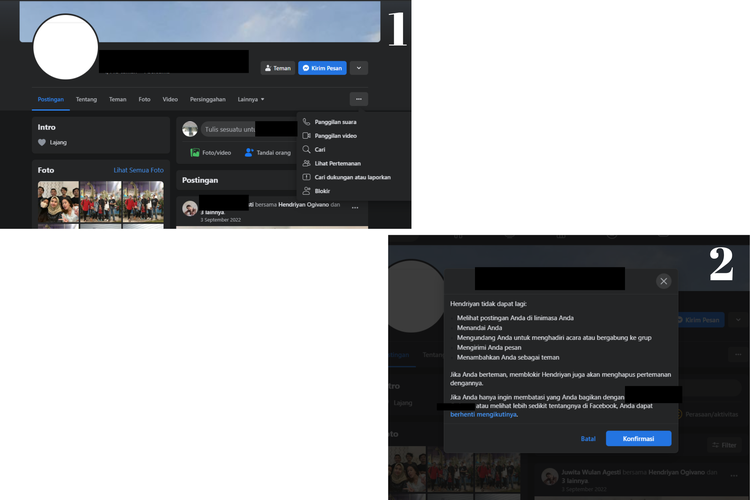 Ilustrasi cara blokir akun FB pengguna 