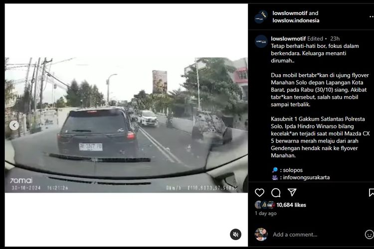 Video viral Toyota Innova Zenix dan Mazda CX-5 adu banteng hingga salah satunya terbalik