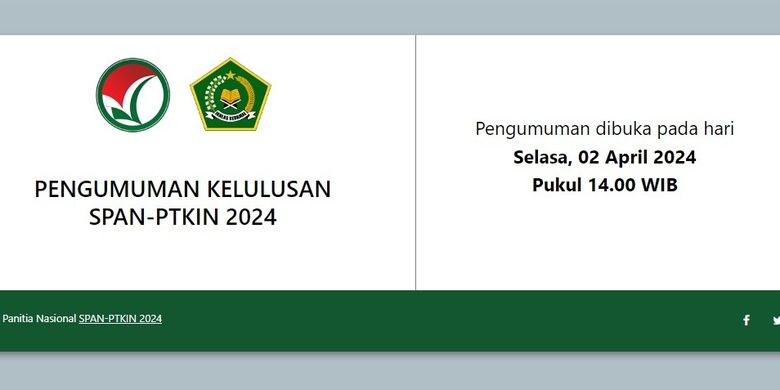 Tangkapan layar pengumuman SPAN PTKIN 2024.