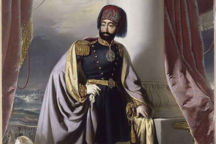 Potret diri Sultan Mahmud II dari Mustafa Resid Pasha kepada Raja Louis-Philippe dari Perancis, sekarang di Musee de Versailes