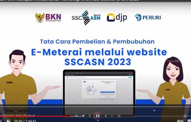 Tangkapan layar soal tata cara pembelian dan pembubuhan e-meterai melalui laman SSASN 2023.