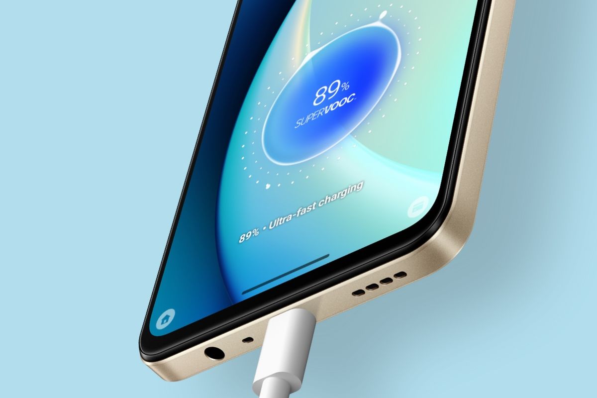 Ilustrasi fast charging SuperVOOC 33 watt di smartphone Realme Narzo N53