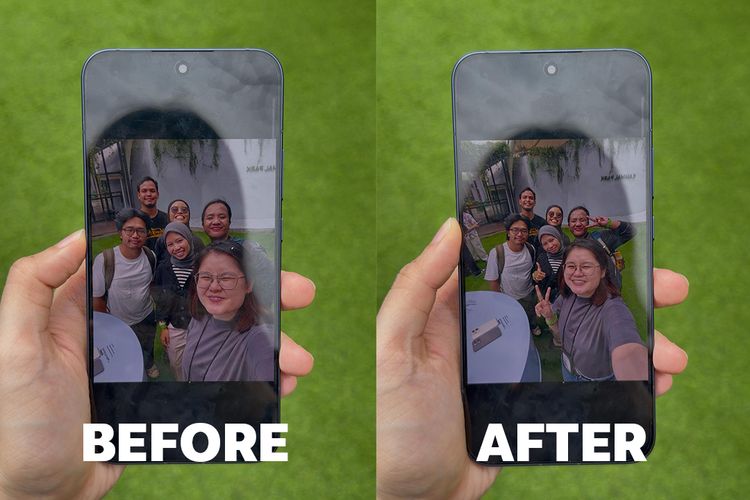 Perbandingan hasil kamera selfie 50 MP dari Reno 15 series dengan mode wide dan ultrawide