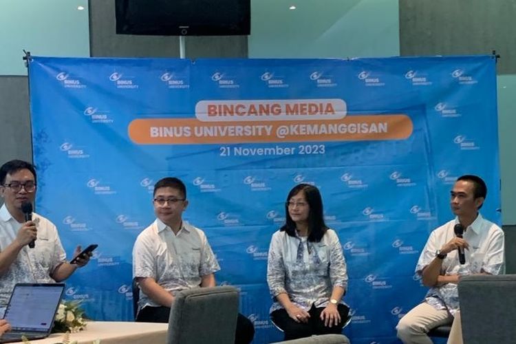 Bincang media Binus University terkait inovasi digital dalam pendidikan yang diadakan di Binus Kemanggisan, Jakarta, Selasa (21/11/2023).
