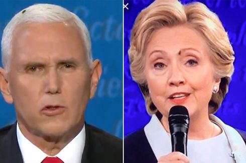 Tak Hanya Mike Pence, Lalat Juga Hinggap di Dahi Hillary Clinton Saat Debat