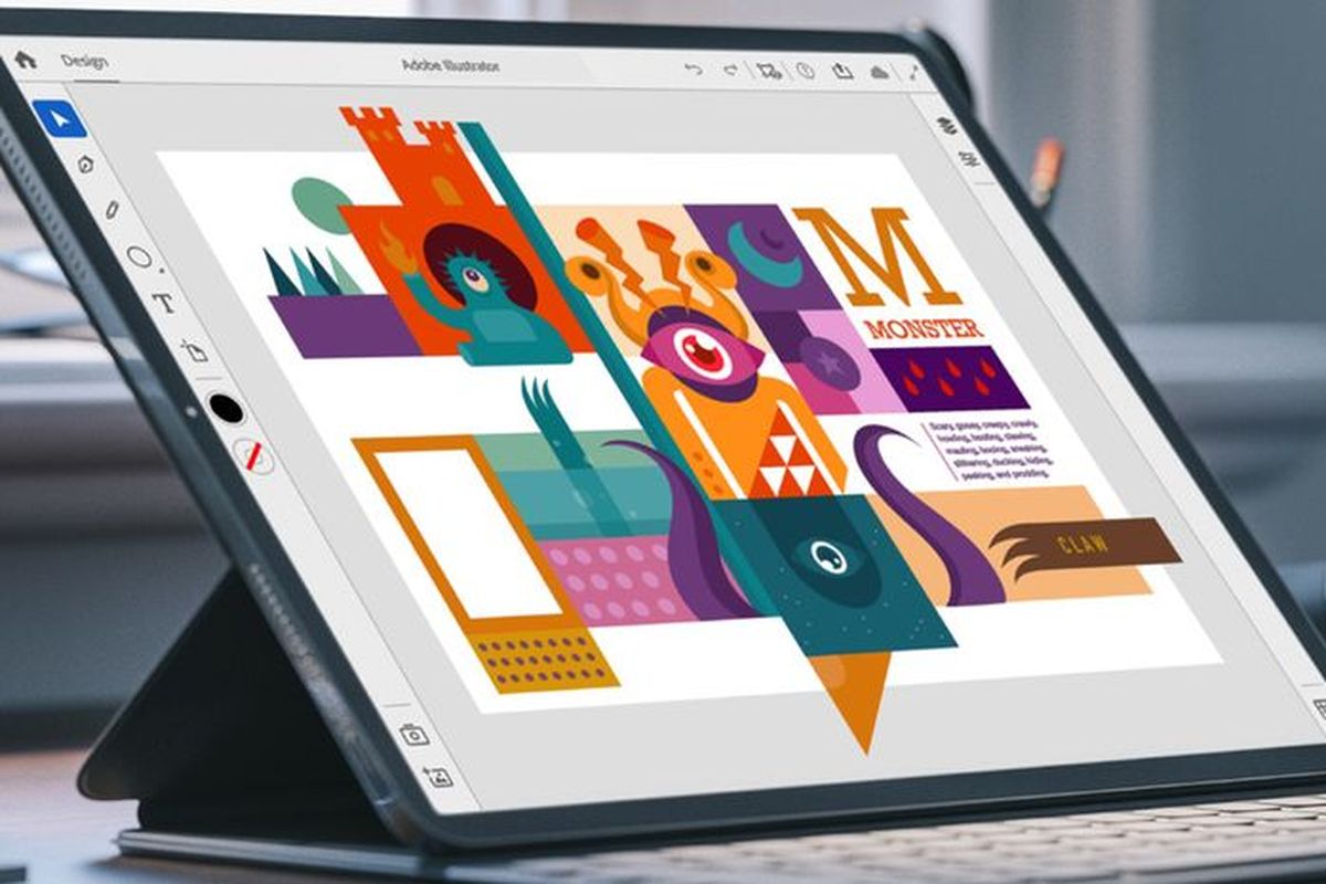 Ilustrasi Adobe Illustrator di iPad.