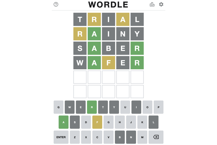 Ilustrasi bermain Wordle