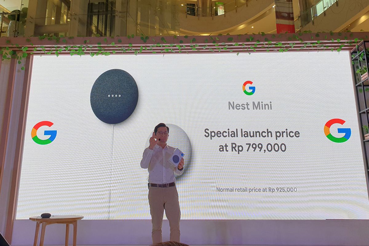 Mickey Kim, Director Asia Pacific Business Googlr Hardware, dalam acara peluncuran Nest Mini di Mal Central Park Jakarta Barat, Jumat (28/2/2020).