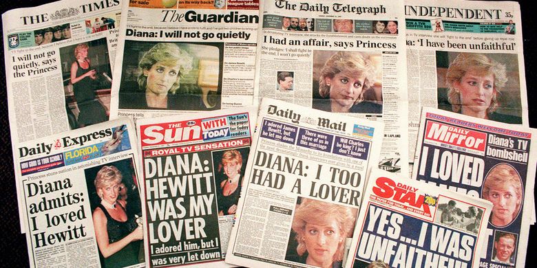 Kumpulan headline koran Inggris ketika wawancara Putri Diana tahun 1995 dengan jurnalis BBC Martin Bashir menjadi berita besar. Pangeran William dan Harry menuding Bashir menipu Putri Diana agar mau diwawancarai di tv.