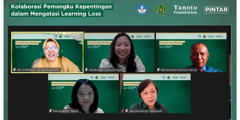 Webinar digelar Tanoto Foundation bertajuk Kolaborasi Pemangku Kepentingan dalam Mengatasi Learning Loss yang diselenggarakan Senin 31 Mei 2021.