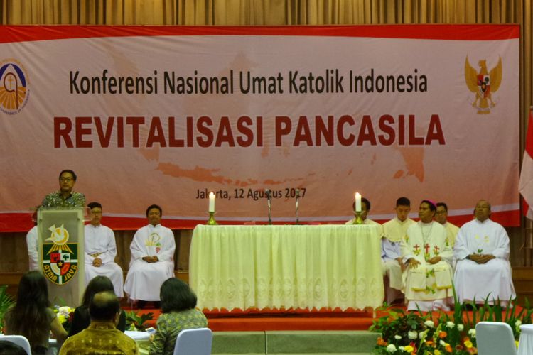 Konferensi Nasional Umat Katolik di Aula Unika Atma Jaya Jakarta, Sabtu (12/8/2017).