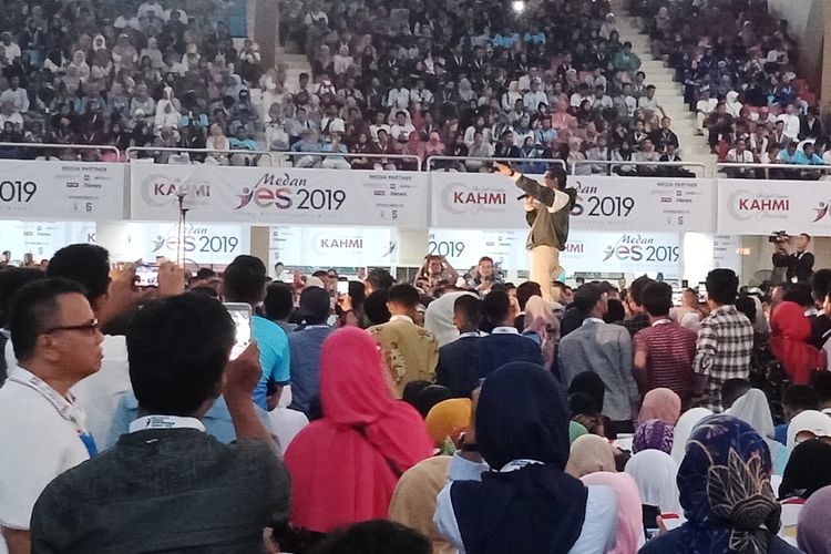 Sandiaga Salahuddin Uno di acara Medan YES 2019 di Pardede Hall Medan, Minggu (7/4/2019) petang 