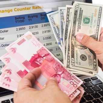 Ilustrasi rupiah dan dollar AS