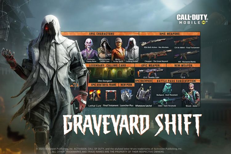 Daftar hadiah yang diperoleh pemilik battle pass di Call of Duty Mobile Season 9 - Graveyard Shift