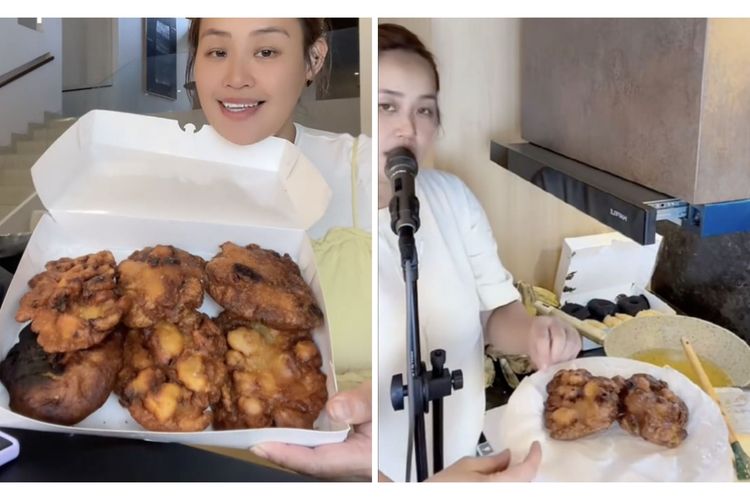 Ilustrasi pinkan mambo jualan pisang goreng saat live. 