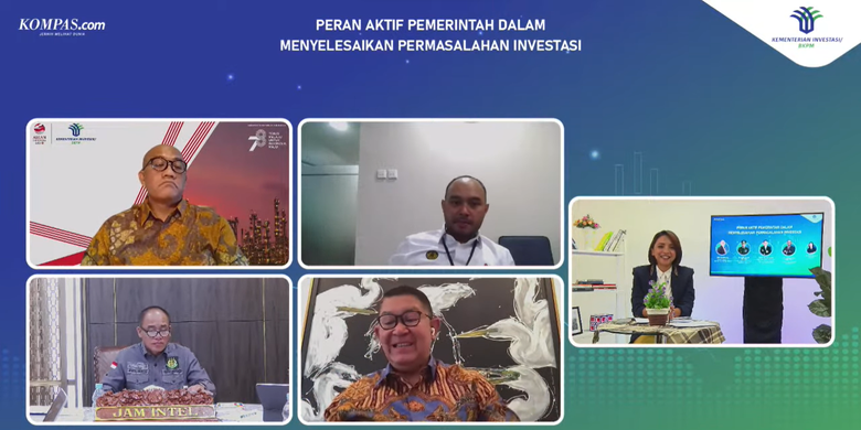 Kementerian Investasi/BKPM menyelenggarakan acara web seminar (webinar) bertajuk Peran Aktif Pemerintah dalam Menyelesaikan Permasalahan Investasi melalui live streaming di YouTube Kementerian Investasi/BKPM, Rabu (26/10/2022).

