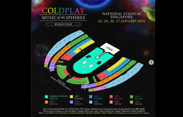 Harga tiket konser Coldplay di Singapura.