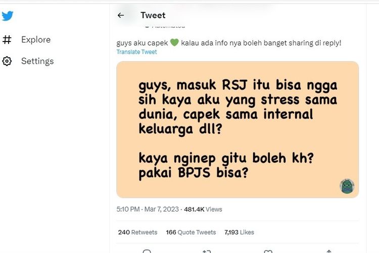 BPJS Kesehatan untuk rawat inap di RSJ.