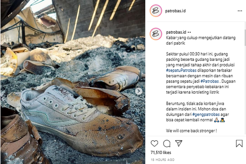 Pabrik Terbakar, Ribuan Sepatu Brand Lokal Patrobas Ludes Jadi Abu